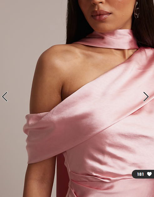 Six Stories Bridesmaids satin drape one shoulder maxi dress in rose pink