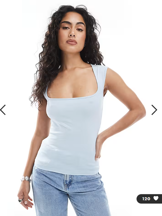 JJXX square neck top in light blue