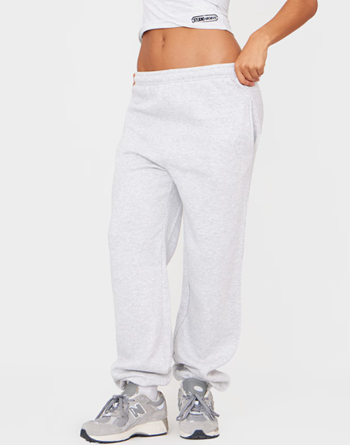 Ash Grey Sweat Cuffed High Waist Sweatpants