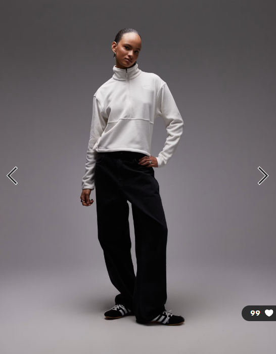 The North Face Glacier fleece 1/2 zip short jacket in off white