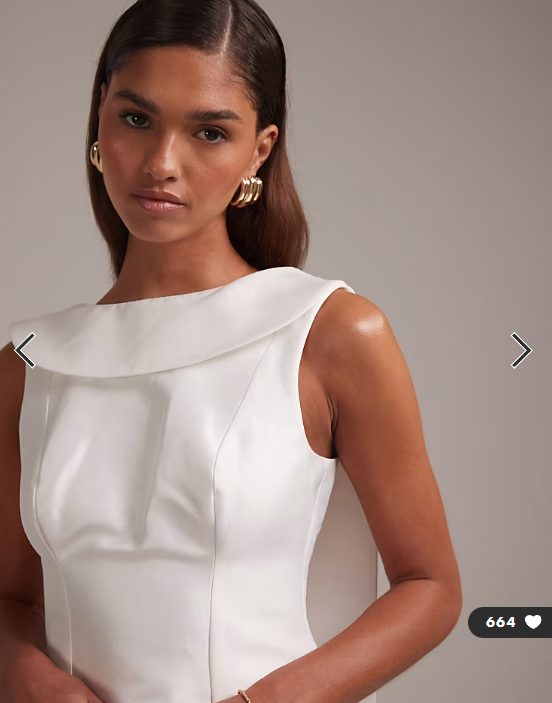 ASOS DESIGN structured collar mini wedding dress in ivory
