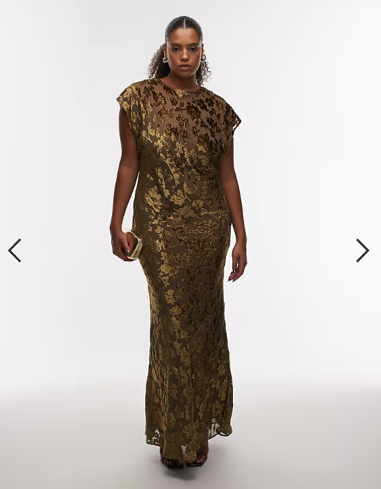 ASOS DESIGN Curve velvet devore crew neck sleeveless maxi with tie back in mocha