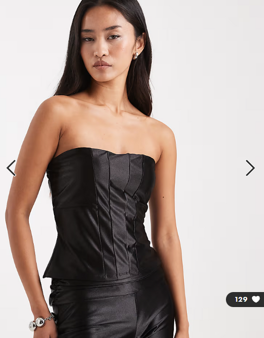 COLLUSION stretch satin bandeau corset top co-ord