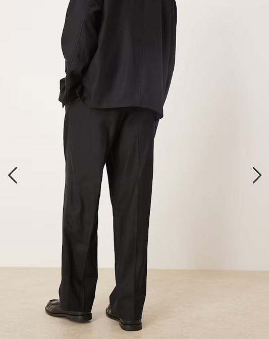 ASOS DESIGN wide leg pull on suit trousers in black twill