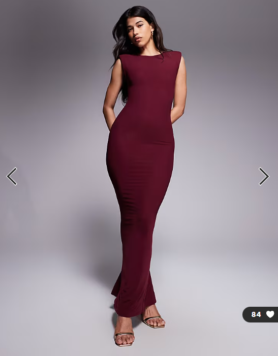 Wanderdoll Naomi sculpting sleeveless shoulder pad detail bodycon maxi dress in wine