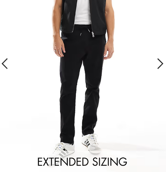 ASOS DESIGN tapered pull on trouser with elasticated waist in black