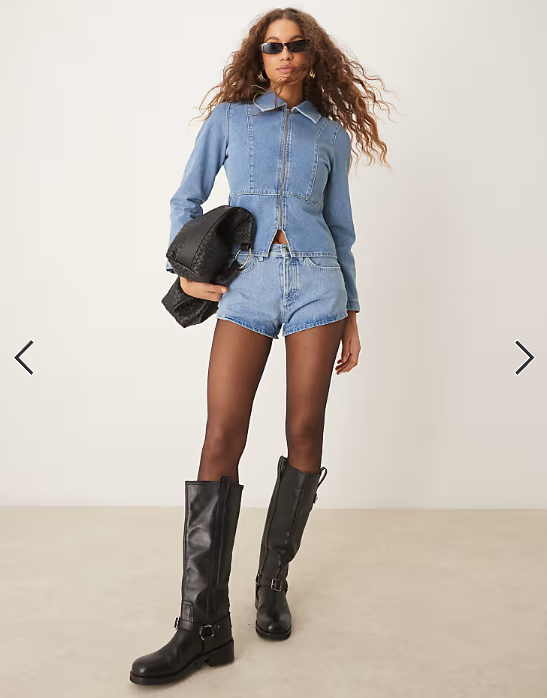 ASOS DESIGN fitted denim jacket in mid blue