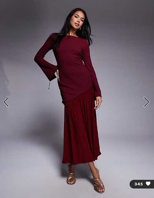 Daska pleated hem maxi dress in wine
