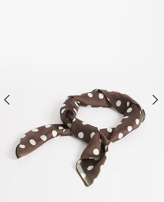 My Accessories polka dot satin bandana in brown and cream