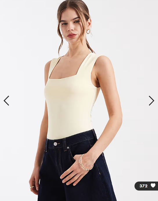 New Look square neck bodysuit in light yellow