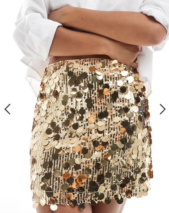 ASOS DESIGN mixed sequin mini skirt in gold