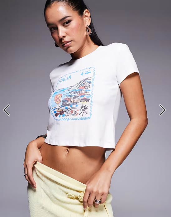 Princess Polly Edenia cropped holiday logo baby tee in white