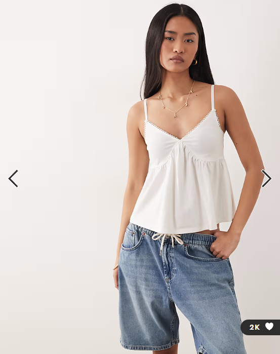 ASOS DESIGN trim detail babydoll cami in cream