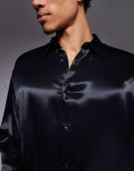 Asos - oversized satin shirt black