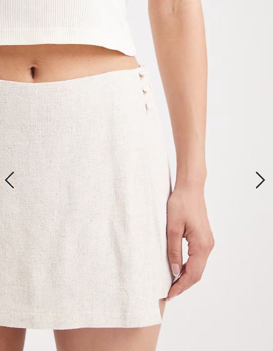 ASOS DESIGN linen look wrap skort in natural