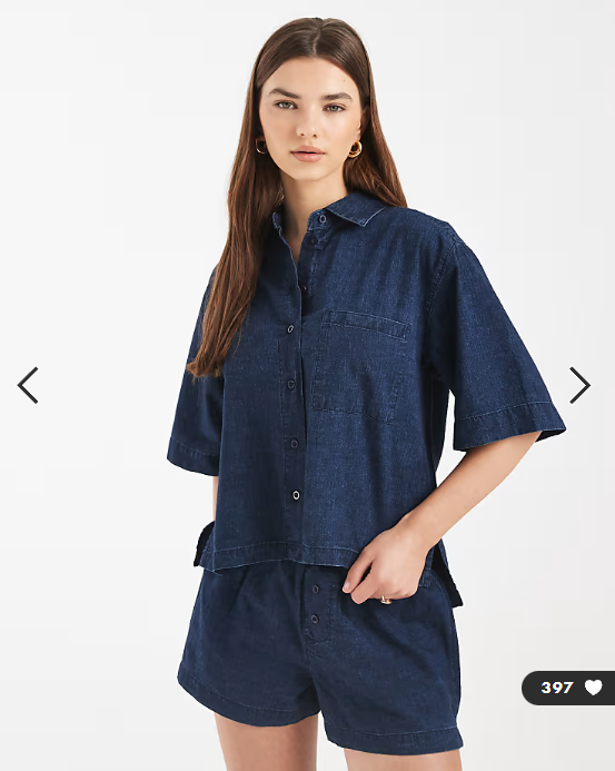 ASOS DESIGN denim boxy shirt co-ord in inky wash