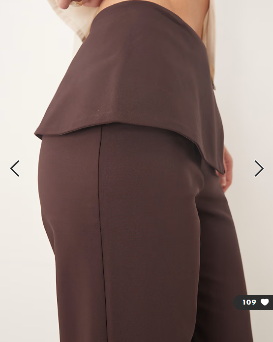 ASOS DESIGN Tall tailored fold over gold button straight leg trousers in mulberry
