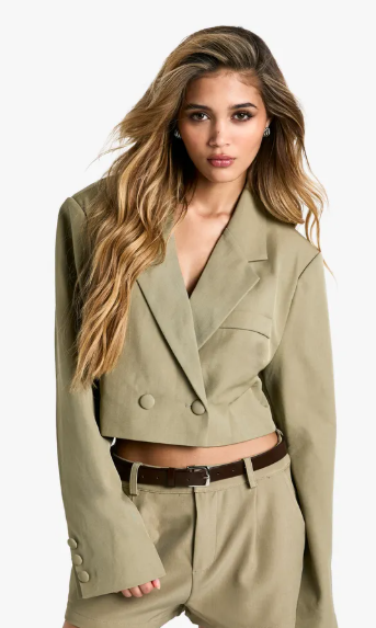 Double Breasted Boxy Crop Blazer