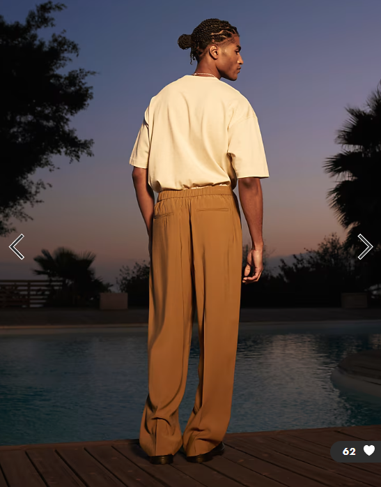 ASOS DESIGN smart wide leg trousers with front pleat in beige twill