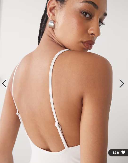 Monki scoop neck high leg swimsuit in white