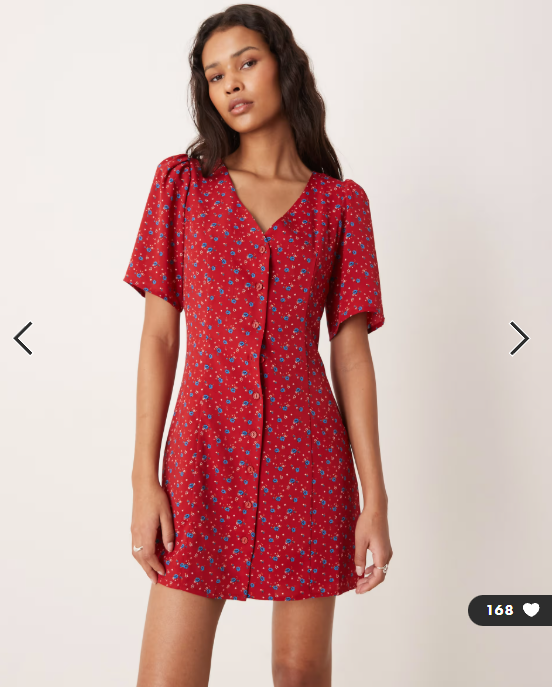 Glamorous short sleeve button down mini dress in floral