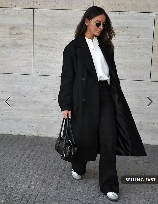 Bershka Long soft coat in black