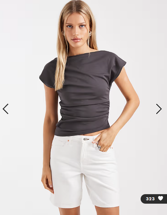 Brave Soul asyemtric sleeveless top in charcoal