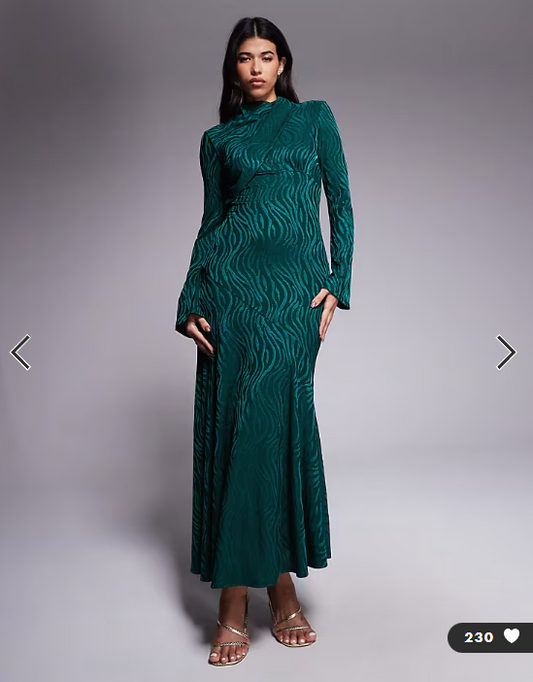 Daska high neck maxi dress in forest green