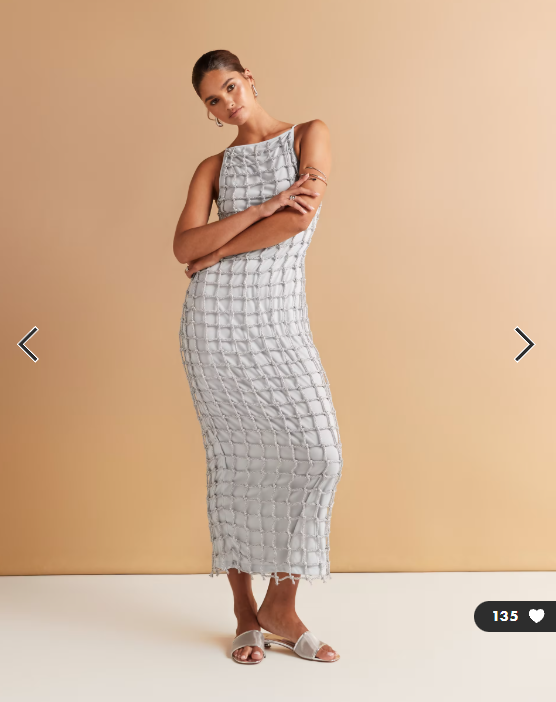 ASOS DESIGN macrame slash neck maxi dress in silver
