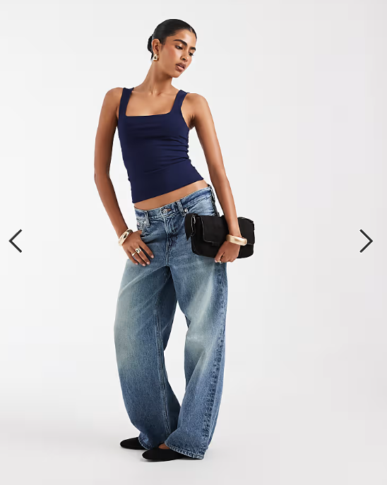 ASOS DESIGN double layer square neck vest in navy
