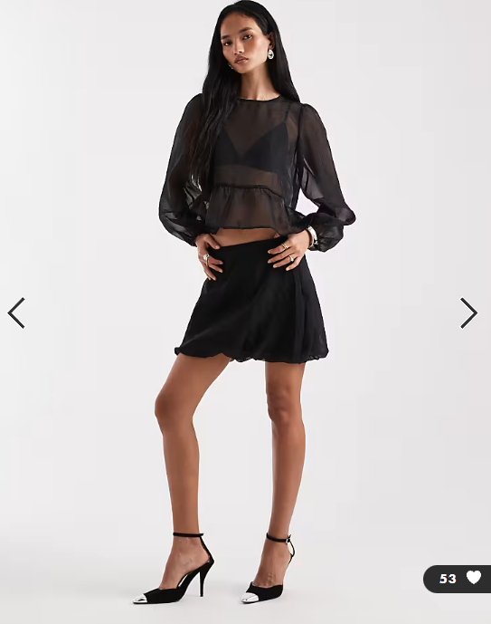 Vero Moda organza puffball hem mini skirt co-ord in black
