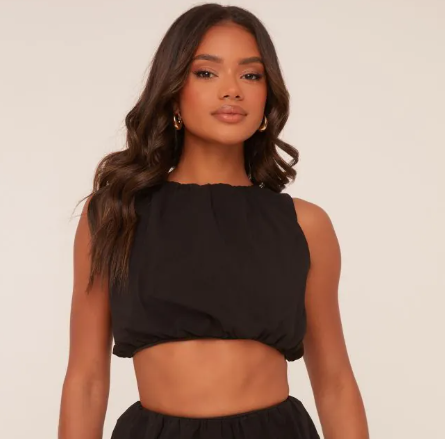 Sleeveless Crop Top in Black
