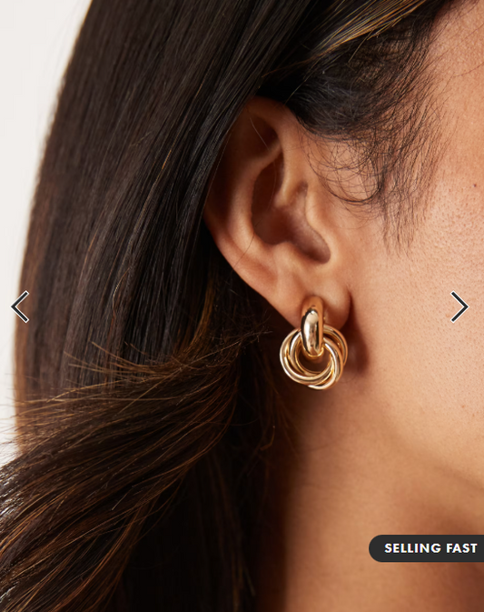 DesignB London knot doorknocker earrings gold