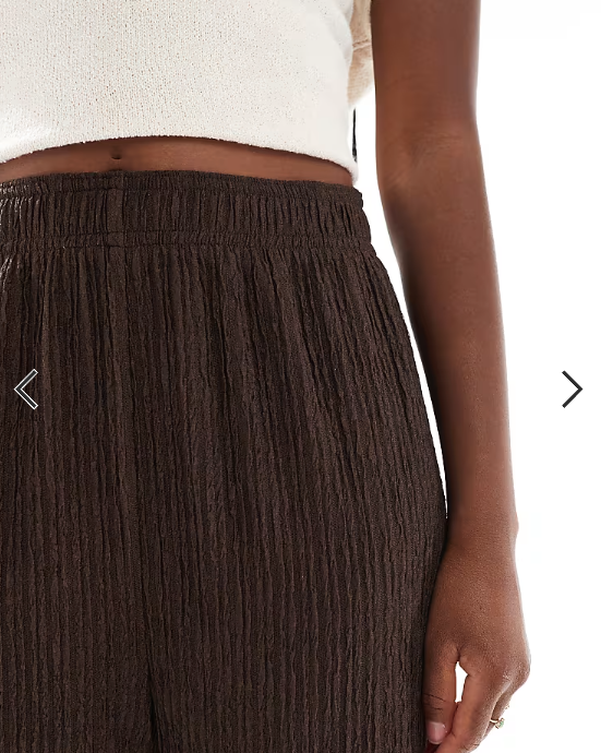 New Look textured wide leg trousers in dark brown
