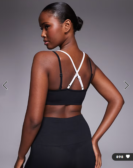 4505 soft touch double layer strappy sports bra with removable padding in black and white