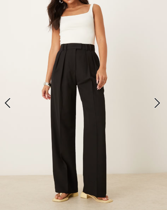 ASOS DESIGN tailored wide leg pants with pleat detail in black