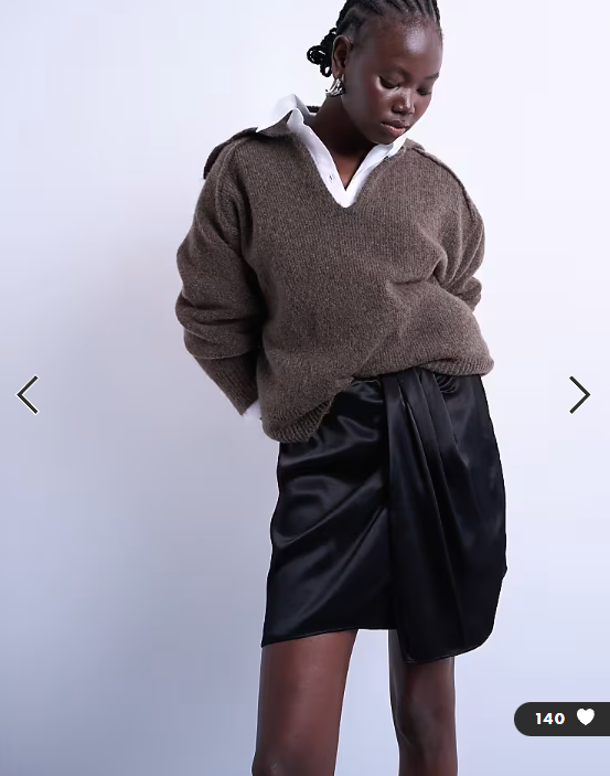 Topshop sarong mini skirt in black