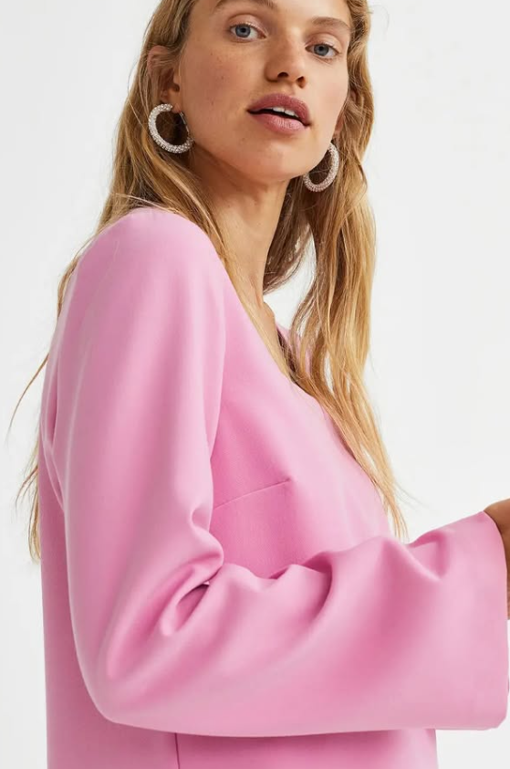 H&M - SQUARE-NECKED DRESS- Pink