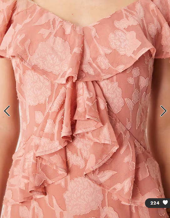Pretty Lavish ruffle jacquard midaxi dress in terracotta