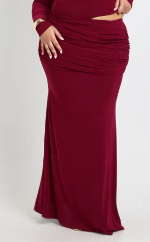 boohoo Plus Drape Detail Column Maxi Skirt