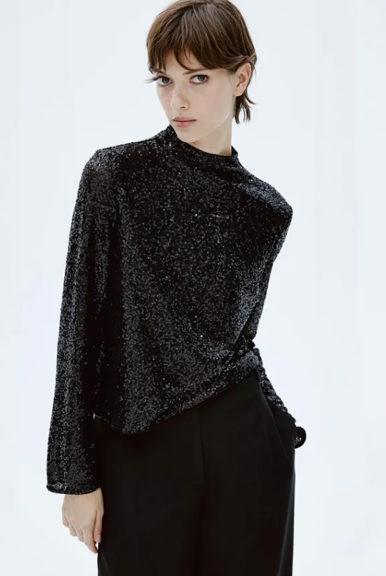 H&M - SEQUINED TURTLENECK TOP