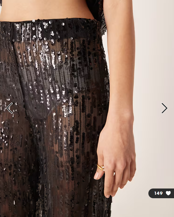 ASOS DESIGN tailored wide leg sheer sequin trousers co-ord in black