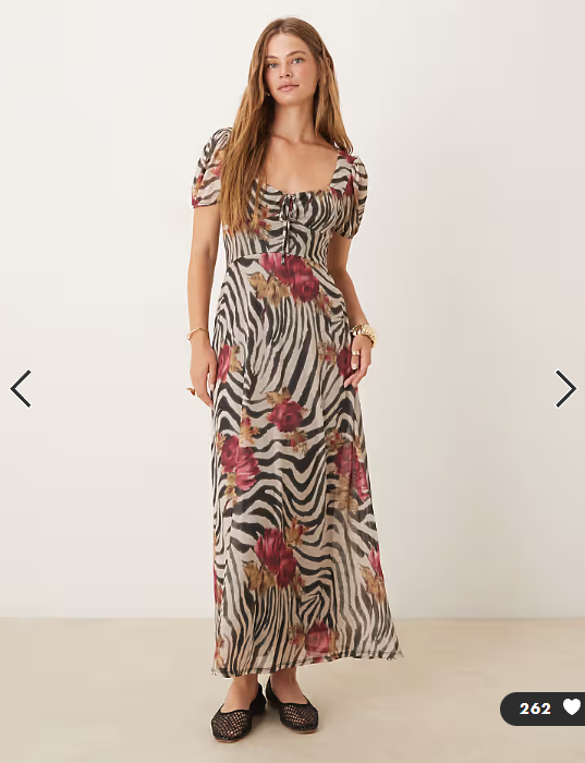 ASOS DESIGN puff sleeve mid tea dress in animal floral print