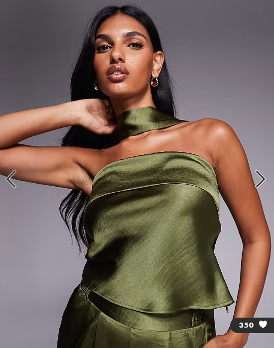 TFNC bandeau top with neck scarf detail in olive