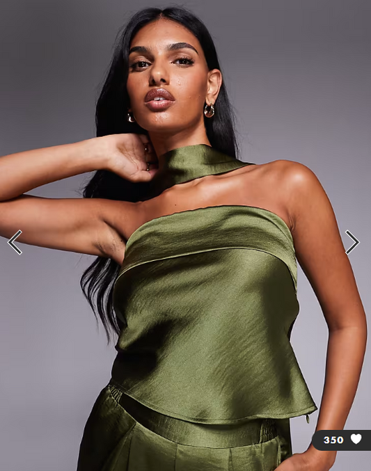 TFNC bandeau top with neck scarf detail in olive