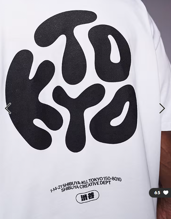 ASOS DESIGN oversized t-shirt with Kyoto text print in white.