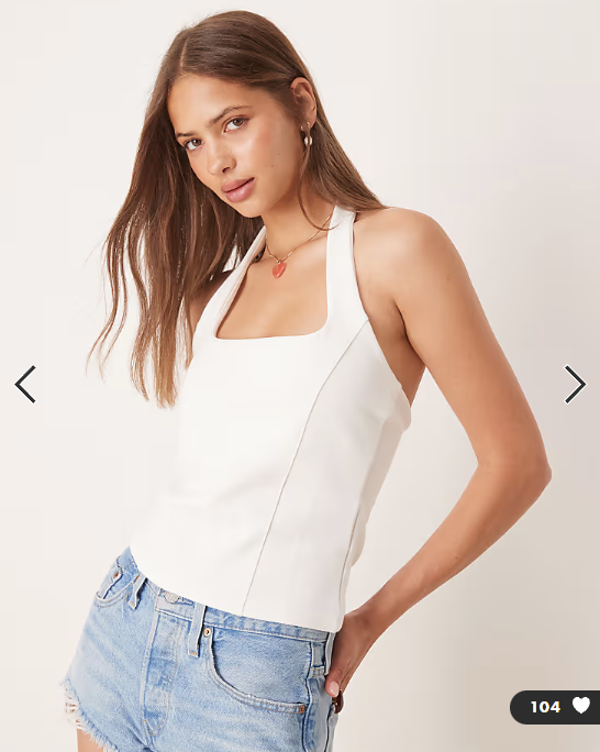 ASOS DESIGN ponte halter neck corset top in ivory