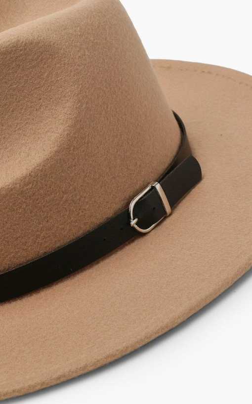 Basic Buckle Detail Fedora - tan