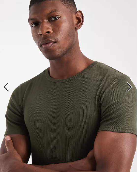 ASOS DESIGN Essentials muscle fit T-shirt in khaki rib .
