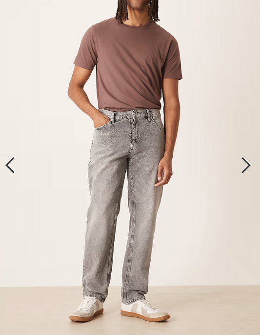ASOS DESIGN straight leg jeans in heavy grey wash